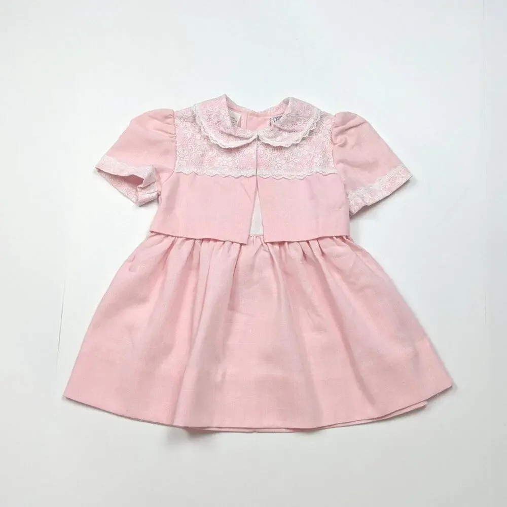 Vintage Nana's Pet Dress Girls Size 2T Pink Faux Bolero